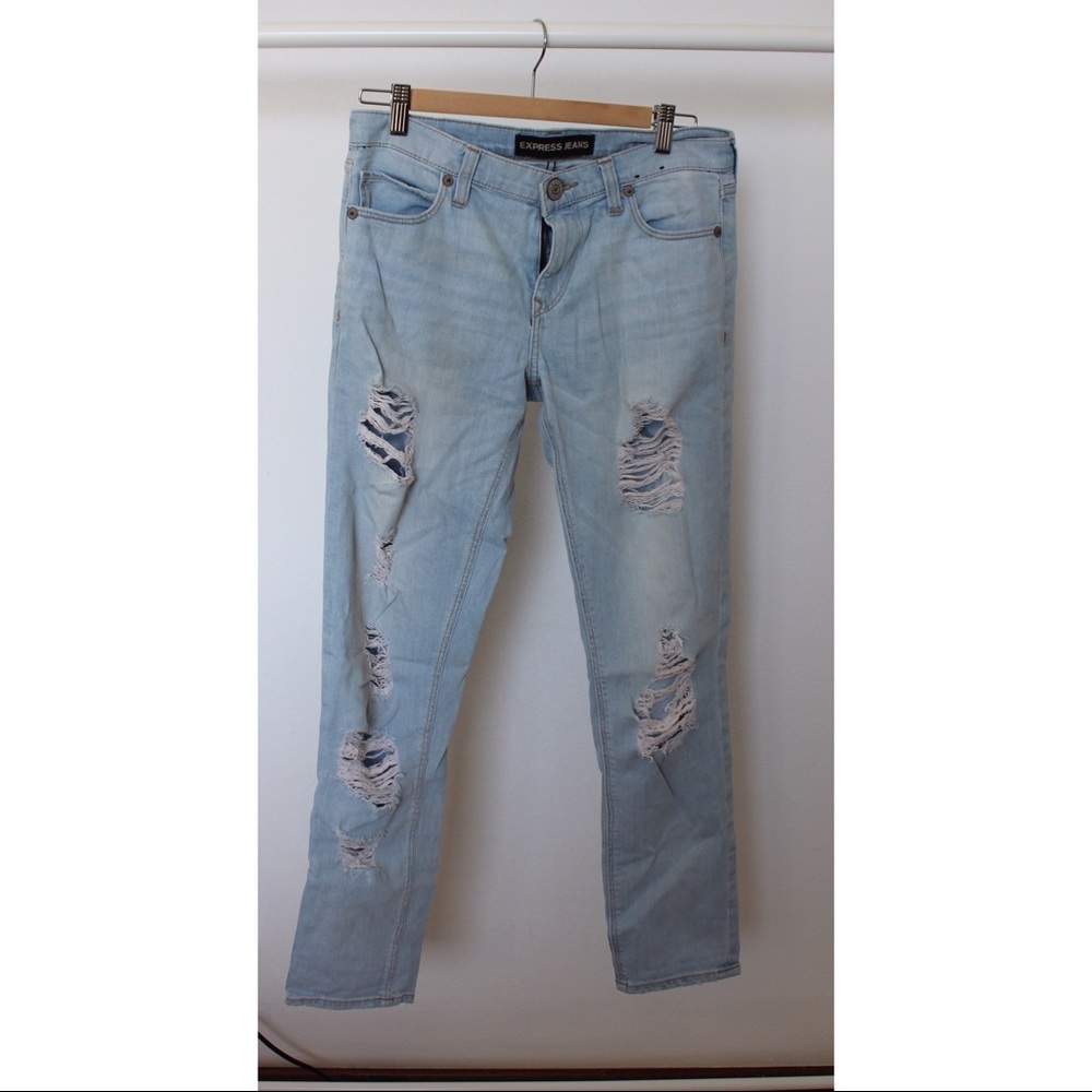 Express ripped girlfriend jeans